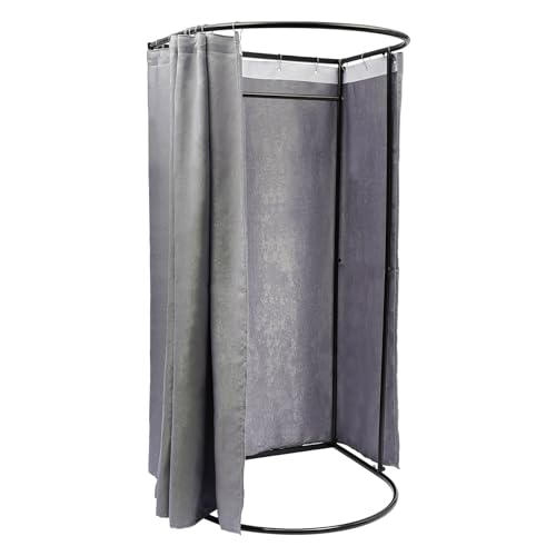 Mobile Umkleidekabine Freistehend Umkleideraum mit Kleiderhaken Tragbar U-Form Sichtschutz Vorhänge Temporäres Ankleidezimmer Trennwand Anproberaum für Bekleidungsgeschäft Ohne Dach 100x95x200cm Grau von Etrhdfyts