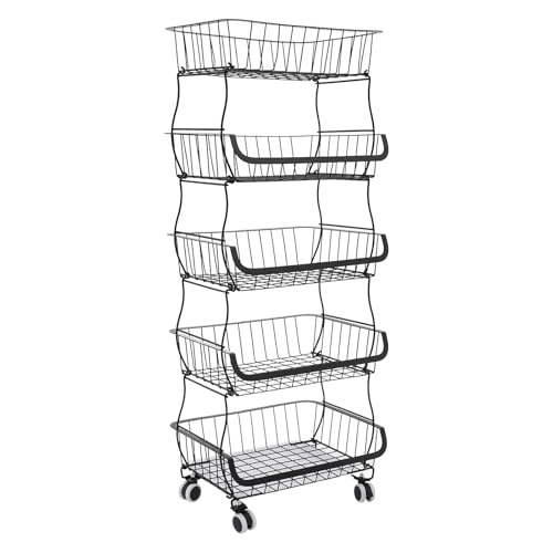 Obstkorb-Schwarz-Küchenwagen mit Rollen Bremse Abtropfschale 5-Etagen 41x29x112cm Stahl Gemüsewagen Abnehmbar-Stapelbar-Aufbewahrungskorb Drahtkorb Gemüsekorb Korbregal Gemüseregal Rollwagen Küche Obstkorb-Schwarz-Küchenwagen mit Rollen Bremse Abtropfschale 5-Etagen 41x29x112cm Stahl Gemüsewagen Abnehmbar-Stapelbar-Aufbewahrungskorb Drahtkorb Gemüsekorb Korbregal Gemüseregal Rollwagen Küche von Etrhdfyts