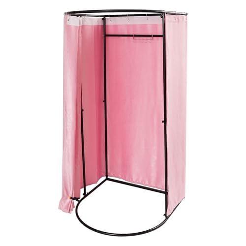 Umkleidekabine Freistehend Umkleideraum mit Kleiderhaken Tragbar U-Form Sichtschutz Vorhänge Temporäres Ankleidezimmer Trennwand Anproberaum für Bekleidungsgeschäft Ohne Dach 95x100x200cm (Rosa) von Etrhdfyts