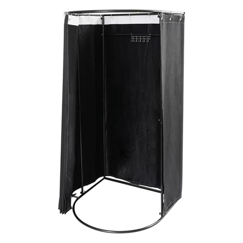 Umkleidekabine Freistehend Umkleideraum mit Kleiderhaken Tragbar U-Form Sichtschutz Vorhänge Temporäres Ankleidezimmer Trennwand Anproberaum für Bekleidungsgeschäft Ohne Dach 95x100x200cm (Schwarz) von Etrhdfyts