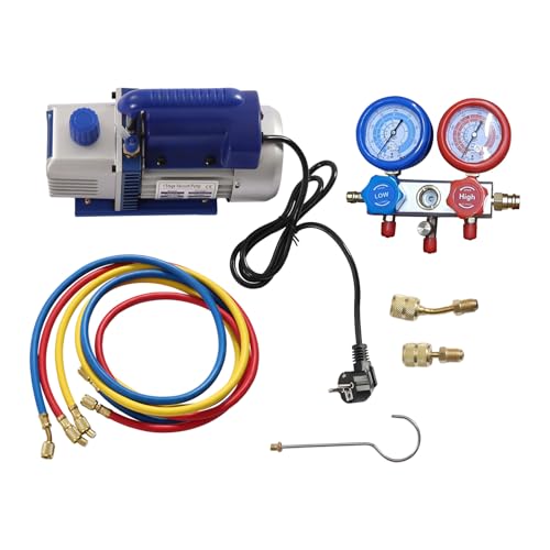 Vakuumpumpe Klimaanlage-Reparatur mit Verteiler-Manometer-Set 800-4000PSI 2.5CFM Unterdruckpumpe 1L/S 1/4 HP Einstufige 230V Vakuum Pumpe mit Manifold Gauge für Heim-Klimaanlage-Split Auto-Klimaanlage von Etrhdfyts