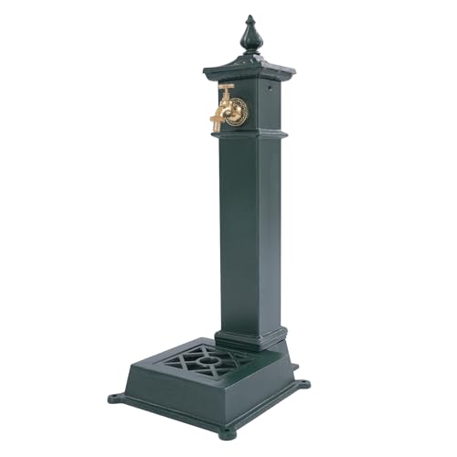 Wassersäule Garten Wasserhahn 73cm-Hoch Wasserzapfsäule Garten Wasserzapfstelle Standbrunnen Antik-Stil Garten Wasserhahn Säule aus Metall mit Basis-Becken von Etrhdfyts