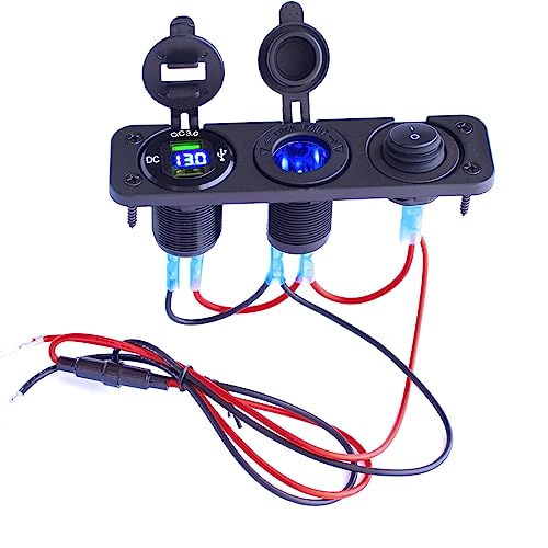Etrogo Auto USB Steckdose Zigarettenanzünder Einbausteckdose 12V 24V mit Dual QC3.0 USB Ladegerät mit Digitale LED Anzeige Unabhängigem Schalter Wasserdicht für Auto Boot Marine Motorrad LKW Etrogo Auto USB Steckdose Zigarettenanzünder Einbausteckdose 12V 24V mit Dual QC3.0 USB Ladegerät mit Digitale LED Anzeige Unabhängigem Schalter Wasserdicht für Auto Boot Marine Motorrad LKW von Etrogo