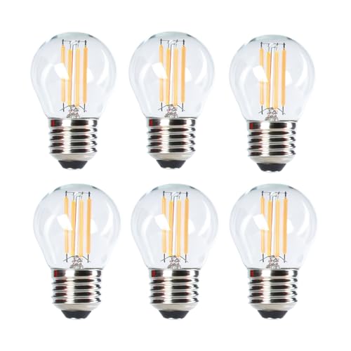 Etrogo E27 led Warmweiss Dimmbar G45 2700 Kelvin 400 Lumen Golfballform Transparent Filament Ersetzt 40Watt 230V Keine Blendung,kompatibel mit LED Dimmer (Dimmbar-6er) von Etrogo