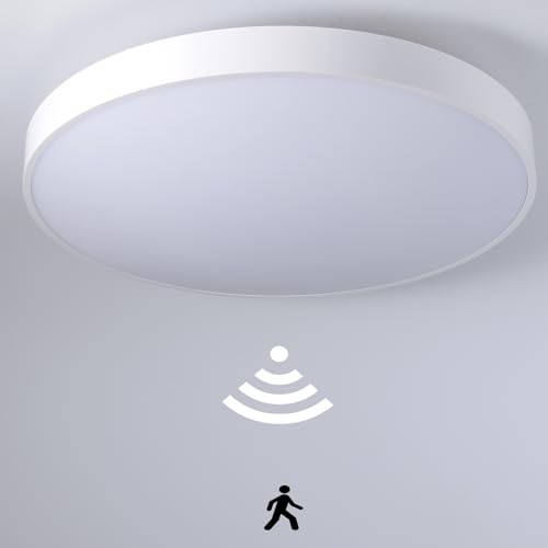 Etrogo LED Deckenleuchte mit Radar Bewegungsmelder und Dämmerungssensor Automatisches EIN/AUS 3 Sense Distanz Einstellbar Warmweiß 3000K 25W 2500lm-(Rund-30cm) von Etrogo