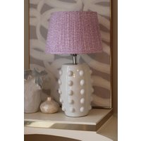 Pom Lampe + Plissierter Baumwoll Lampenschirm - Grandmillenial Lampenschirm-Moderner Bedruckter Weiße Keramik Lampe von EttaMillay