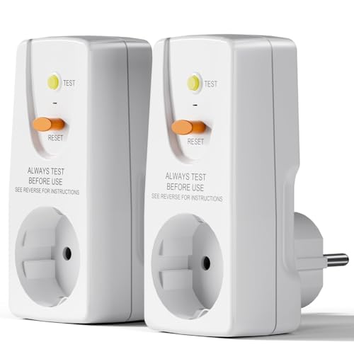Etyrerre 2er-Pack 16 A Gfci-Auslaufschutzstecker RCD-Steckdose Leistungsschalter für Den Heimgebrauch Personenschutzstecker EU-Stecker Etyrerre 2er-Pack 16 A Gfci-Auslaufschutzstecker RCD-Steckdose Leistungsschalter für Den Heimgebrauch Personenschutzstecker EU-Stecker von Etyrerre