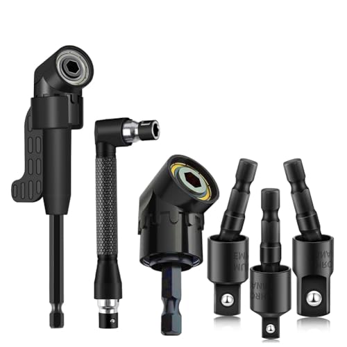 Etyrerre 6-Teiliges Winkelbohrer-Aufsatzset mit 105°-Winkelbohradapter und Schlagfestem Steckschlüsseladapter von Etyrerre