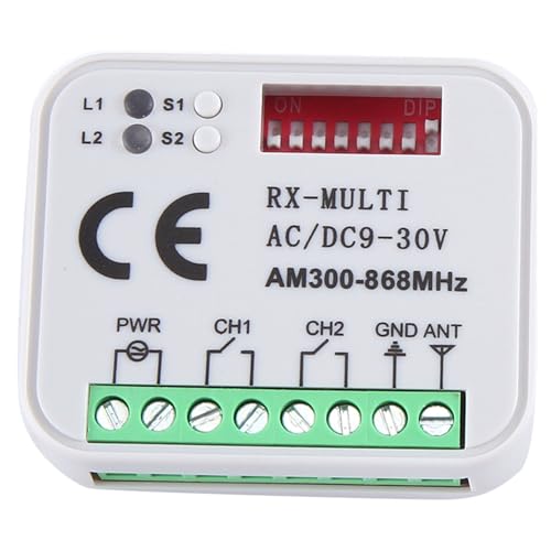 Etyrerre Universal RX Multifrequenz 300–868 MHz Empfänger 2CH 12 V 24 V Relaismodul Garagentor-Fernbedienung 433,92 MHz 868 MHz Fernbedienungsempfänger Garagentor-Fernbedienungsempfänger von Etyrerre