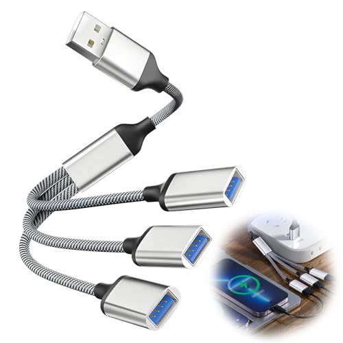 EuAcesry USB Splitter 1 zu 3, USB 2.0 Splitter y Kabel Ladekabel Netzkabel Verl ngerung Hub Adapter, Datenhub Fach Dock Power Hub für Charging Data Transfer, Kompatibel mit Lapto von EuAcesry