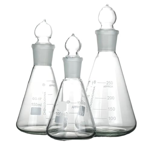 1 Stück 50 ml bis 1000 ml Labor-Erlenmeyerkolben aus Borosilikatglas mit eingeschliffenem Stopper(50ml N0.19) von EuZhOuDEQiNg