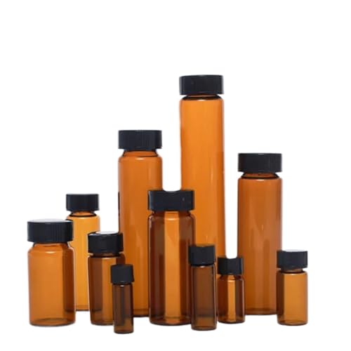100 Stück, 20 Stück, 10 Stück, 2 ml bis 60 ml, braune Probenflaschen aus Gläser mit schwarzem Schraubverschluss aus Kunststoff, Flaschen for ätherische Öle for den Laborgebrauch(5ml 100pcs) von EuZhOuDEQiNg