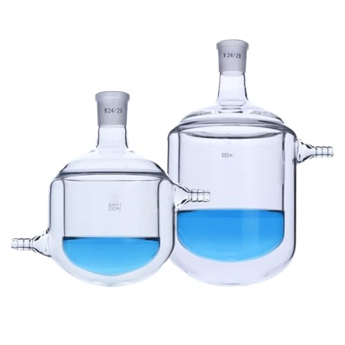 25/50/100/250/500ml Doppelschichtige ummantelte Reaktorflasche Glaskolben Labor Absolvent Schule Chemisches Experiment(100ml Flat Bottom) von EuZhOuDEQiNg