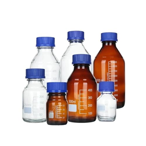 25 ml bis 1000 ml Labor-Reagenzflasche mit transparenter/brauner Schraubkappe, versiegelte Flasche, Labor-Probenflasche aus Gläser(500ml Clear bottle) von EuZhOuDEQiNg