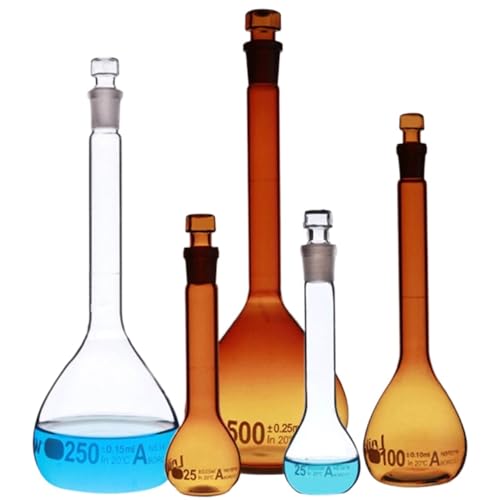 5 10 20 25 50 100 200 250 500 1000ml Messkolben Labor Chemisches Experiment Mit Stopper(5ml 2 PCS) von EuZhOuDEQiNg