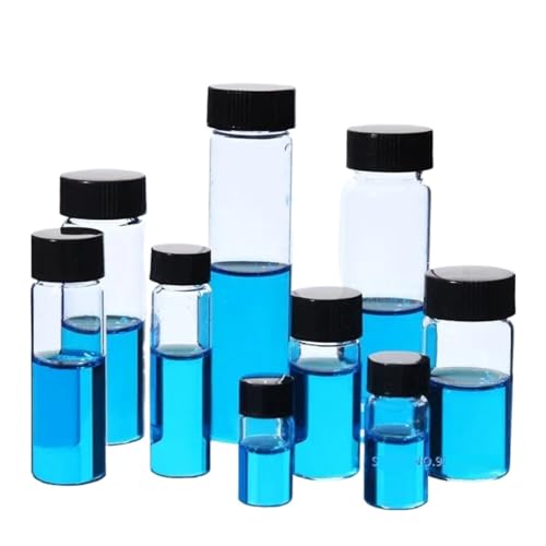 50 Stück/100 Stück/Packung 3 ml bis 60 ml Probenflaschen aus klarem Gläser mit schwarzem Schraubverschluss aus Kunststoff, Flasche for ätherische Öle for den Laborgebrauch(5ml 100pcs) von EuZhOuDEQiNg