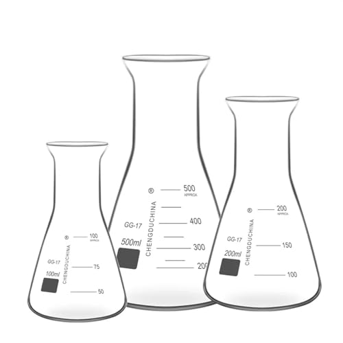 50 ml bis 1000 ml Trompetenförmiger Mund Transparenter dreieckiger Glaskolben Erlenmeyerkolben Laborausrüstung(150ml) von EuZhOuDEQiNg