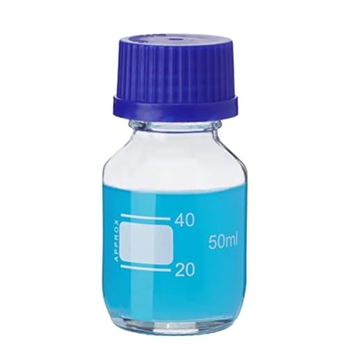 50 ml runde Medienaufbewahrungsflaschen aus Gläser, 3er-Pack Labormedienflaschen mit blauem GL32-Schraubverschluss for wissenschaftliche Labore von EuZhOuDEQiNg