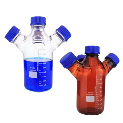 Braune Schraubverschluss-Fläschchen mit zwei/drei/vier Hälsen for die mobile Phase, Labor-HPLC-Flüssigkeitschromatographie(Three-necked2000ml) von EuZhOuDEQiNg