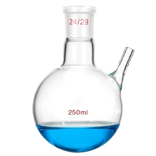 Hochtemperaturbeständiger Reaktionskolben aus kugelförmigem Gläser mit rundem Boden und Einzelrohr mit Abzweigrohr(50ML-mouth 19) von EuZhOuDEQiNg