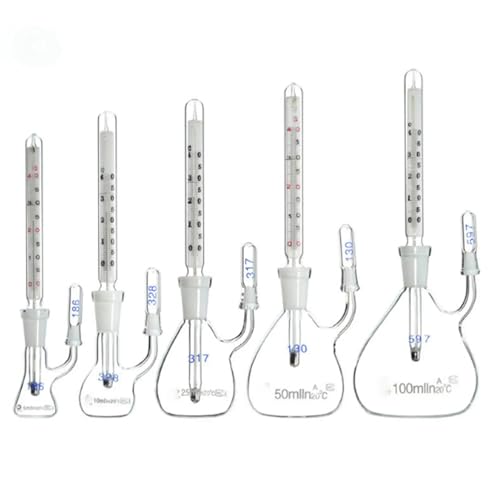 Kapazität 5 ml/10 ml/25 ml/50 ml/100 ml Thermometer Pyknometer Glasflasche mit spezifischer Schwerkraft Klasse A Wissenschaftslabor(5ml) von EuZhOuDEQiNg