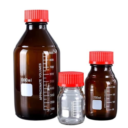 Labor Transparent/Braun Schraubverschluss Reagenzflasche Versiegelte Flasche Gläser Labor Probeflasche(100ml-2pcs) von EuZhOuDEQiNg