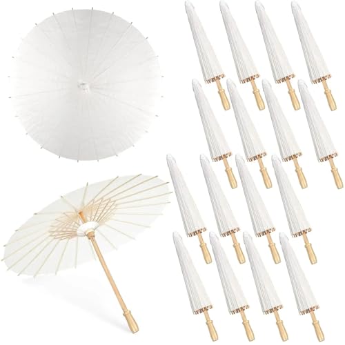 Sonnenschirm Regenschirme Hochzeit Foto Cosplay Prop 80cm Papier Regenschirm DIY Weiß Regenschirm Sommer Weißen Party Strand Dekor(60cm 40PCS) von EuZhOuDEQiNg