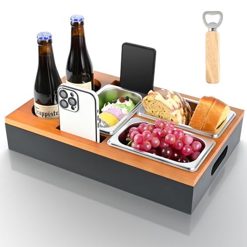 Couchbar Snackbox, Euakee Praktischer Sofatablett mit DREI Snackschalen und Mehrere Lagerplätze, Abnehmbarem Snackbox, Couch Organizer Geschenk Für Männer & Frauen Couchbar Snackbox, Euakee Praktischer Sofatablett mit DREI Snackschalen und Mehrere Lagerplätze, Abnehmbarem Snackbox, Couch Organizer Geschenk Für Männer & Frauen von Euakee