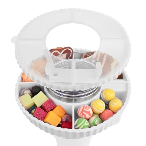 Euakee Snackschale mit Deckel für Stanley Cup 40oz, Snackschale für Stanley Cup Zubehör, Silikon Snack Tablett mit 4 Fächern, Kompatibel mit Stanley Quencher 40oz Tumbler (Weiß) von Euakee