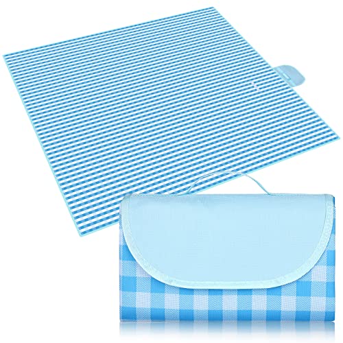 Eucomir Picknickdecke 200 x 200 cm, wasserdichte Picknickdecke, Faltbare Picknickmatte mit Griff, Geeignet für Wandern, Reisen, Camping, Outdoor und Party,Blau und Weiß von Eucomir