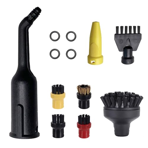 Eucteje 12er Set Rundbürstenset Gross Rundbürste Mundstück Düse Powerdüsen Dampfreinigungsbürste Fugenbürste Ersatzteile Kompatibel mit Kärcher Dampfreiniger SC1 SC2 SC3 SC4 SC5 SC7 CTK10 Zubehör von Eucteje