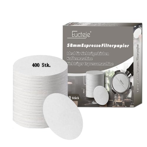 Eucteje 400 Stk. Filterpapier Espresso 58mm Kaffeefilterpapier Ersatzfilter Kaffeefilter rund weiß Papier für 58mm Siebträgerkörben Kaffeemaschine Siebträger Espressomaschine von Eucteje
