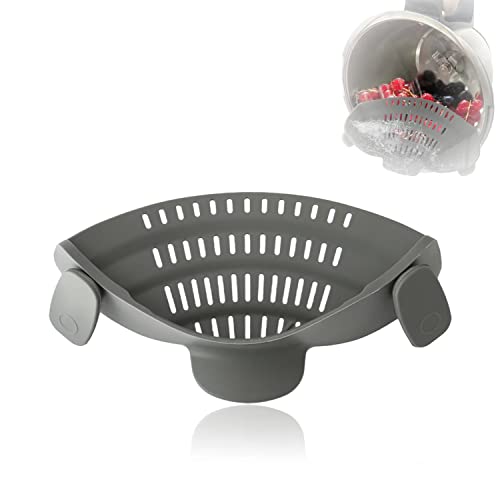 Eucteje Silikon Topfsieb Küchensieb Nudelsieb Abgießsieb Abgießhilfe Sieb mit Clip Zubehör Kompatibel mit Thermomix TM5 TM6 TM31 Küchenmaschine und MCC ersatzteile für Töpfen Pfannen Kochtopf Mixtopf von Eucteje