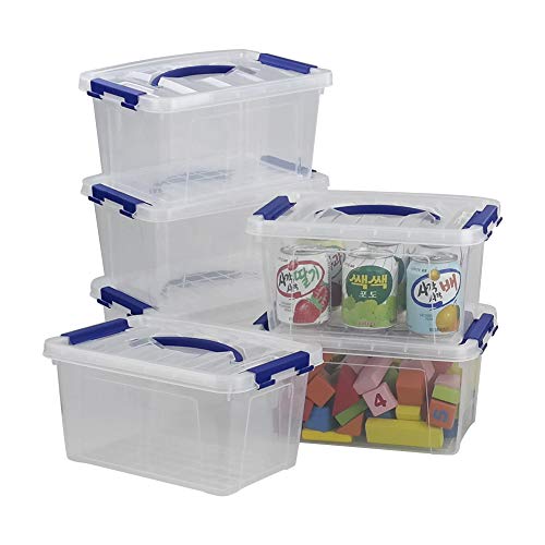 Eudokky Aufbewahrungsboxen Aus Kunststoff, Satz von 6 Boxen mit Blau Griff von Eudokky