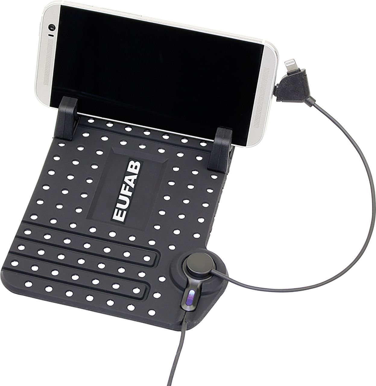 EUFAB Anti-Rutsch Smartphone Halterung mit USB Ladekabel 18x11x1cm von Eufab