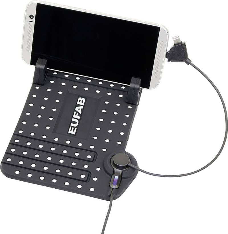 EUFAB Anti-Rutsch Smartphone Halterung mit USB Ladekabel 18x11x1cm von Eufab