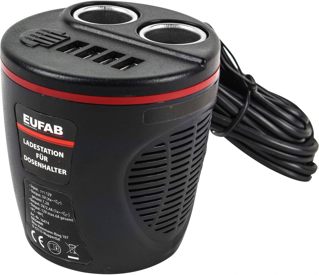 EUFAB Ladestation 12V für den Dosenhalter von Eufab