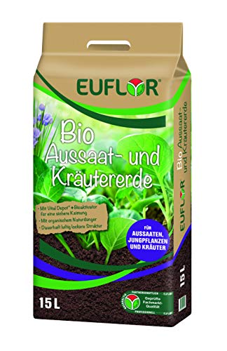 Euflor 15 L Bio Aussaat- und Kräutererde, feine Spezialerde für Aussaaten, Kräuter, Jungpflanzen und zur Stecklingsvermehrung von Euflor