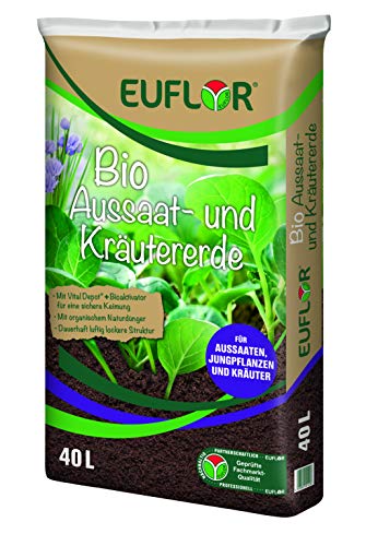 Euflor 40 L Bio Aussaat- und Kräutererde, feine Spezialerde für Aussaaten, Kräuter, Jungpflanzen und zur Stecklingsvermehrung von Euflor