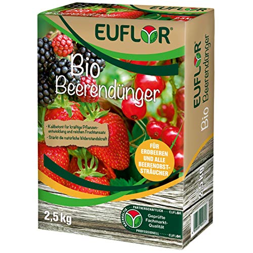 Euflor Bio Beerendünger 2,5kg•Organisch-mineralischer NPK-Dünger 6+3+8 mit 2% MgO – pelletiert•Optimal für Beerenpflanzen sowie Obst•Naturdünger mit Langzeitwirkung •im ökologischen Landbau geeignet von Euflor