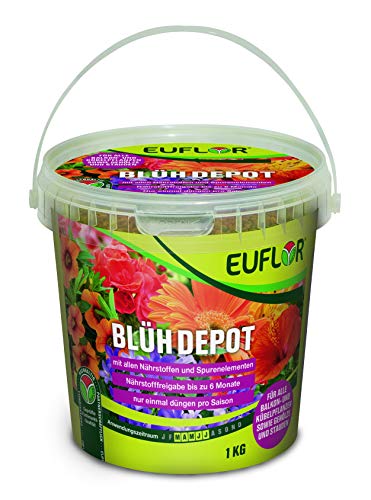 Euflor Blühdepot 1 kg Eimer • Spezialdünger für alle Balkon- und Kübelpflanzen • Langzeitwirkung für bis zu 6 Monate von Euflor