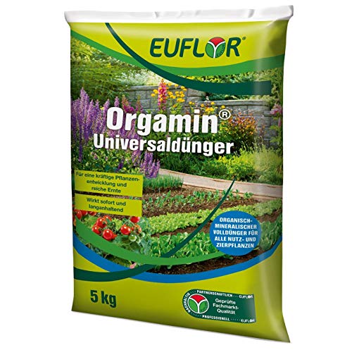 Euflor Orgamin® Universaldünger 5 kg Sack • milder, wirkungsvoller, chloridarmer Pflanzendünger mit hoher organischer Substanz • für alle Gartenkulturen, aktiviert das Bodenleben von Euflor