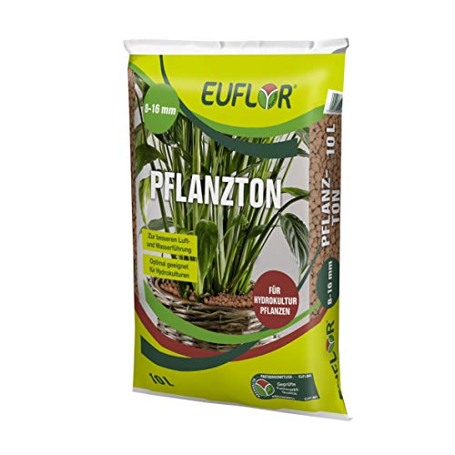 Euflor Pflanzton 8-16mm 10 Liter Sack, grobkörniges Pflanzgranulat aus natürlichem Ton, speichert Wasser und Nährstoffe von Euflor