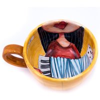 100 Ml Tasse, Handbemalte Keramiktasse, Handgefertigte Keramikschale Mit Henkel, Personalisierte Kaffeetasse Für Frauen, Suppentasse Xl Kaffee von EugeniaGerontara