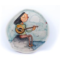 Diese Niedliche Keramikplatte Ist Steinzeug, Handgefertigt Und Handbemalt. Großes Einweihungsgeschenk Für Diejenigen, Die An Märchen Glauben von EugeniaGerontara