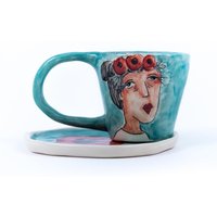 Süße Espressotasse Und Untertasse, Espresso Becher Keramik Tasse Handgefertigt, Personalisierte Kaffeetasse Für Mama, Süßes Geschenk Freundin Frauen Süße Espressotasse Und Untertasse, Espresso Becher Keramik Tasse Handgefertigt, Personalisierte Kaffeetasse Für Mama, Süßes Geschenk Freundin Frauen von EugeniaGerontara