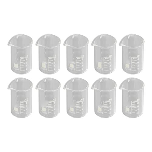 10 Stück 10 Ml Borosilikatglas-Becherglas, Messbecher aus Glas, Labor-Zylinderbecher für Lehrexperimente von Eujgoov