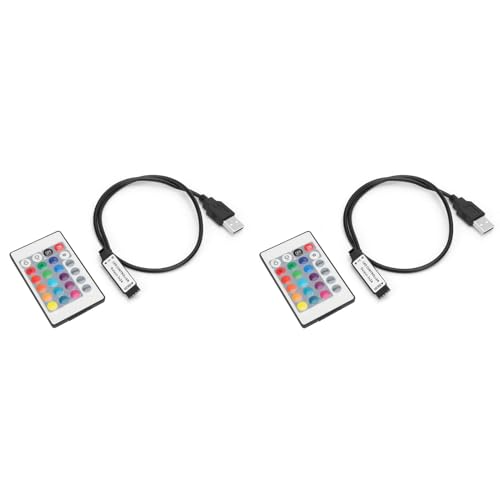 2 Stück RGB-LED-Controller, mit Kabellänge 0,5m, DC 5 V 24-Tasten-Fernbedienung, Dimmer-Controller für 5050 3528 5630 LED-Streifenlichter 2 Stück RGB-LED-Controller, mit Kabellänge 0,5m, DC 5 V 24-Tasten-Fernbedienung, Dimmer-Controller für 5050 3528 5630 LED-Streifenlichter von Eujgoov