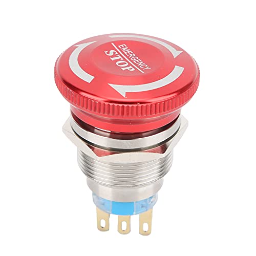 22mm-Not-Aus-Druckknopfschalter des Geräts, Wasserdichter Schalter Selbstsperrender Pilzkopf Tastenschalter(6 Pin) von Eujgoov