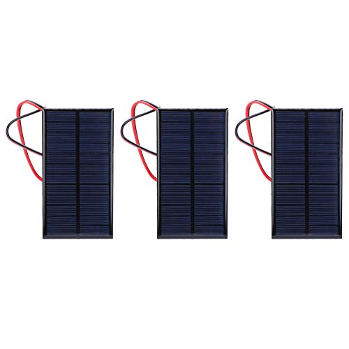 Mini-Solarzellen-Panels, 3-teiliges Mini-Solarpanel DC 6V Polysilicium Solar Cell Charger Module Solar DIY System Kits mit 30 cm Kabel von Eujgoov